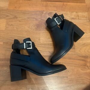 Sleek Black Ankle Booties with Buckle